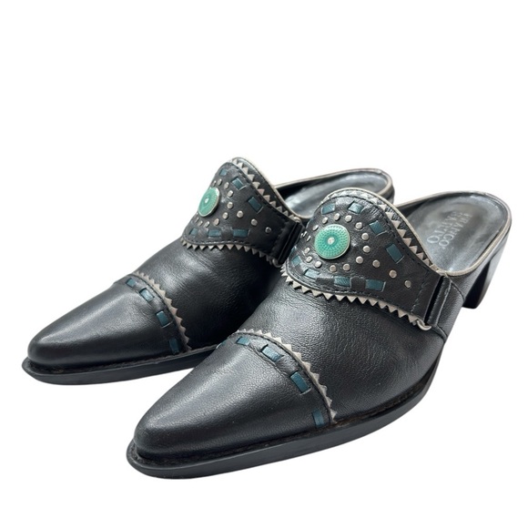 Franco Sarto Leather Western Mules With Pointed Toe Shoe Sz 7 Equestrian Rodeo - Picture 12 of 15